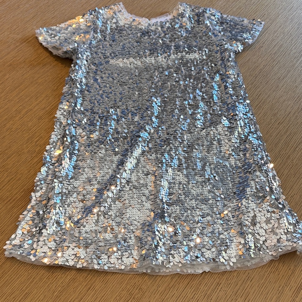 Zara Kids Silver Sequin Short Sleeve Dress - Picture 4 of 5